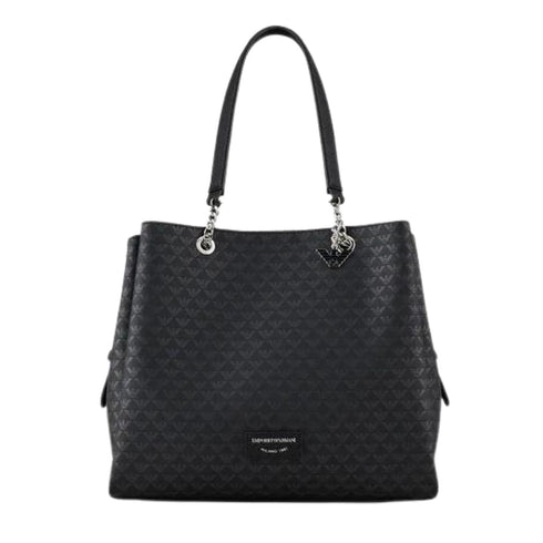 Borsa Shopper con logo serigrafato all over Nero EMPORIO ARMANI- Francavilla Moda